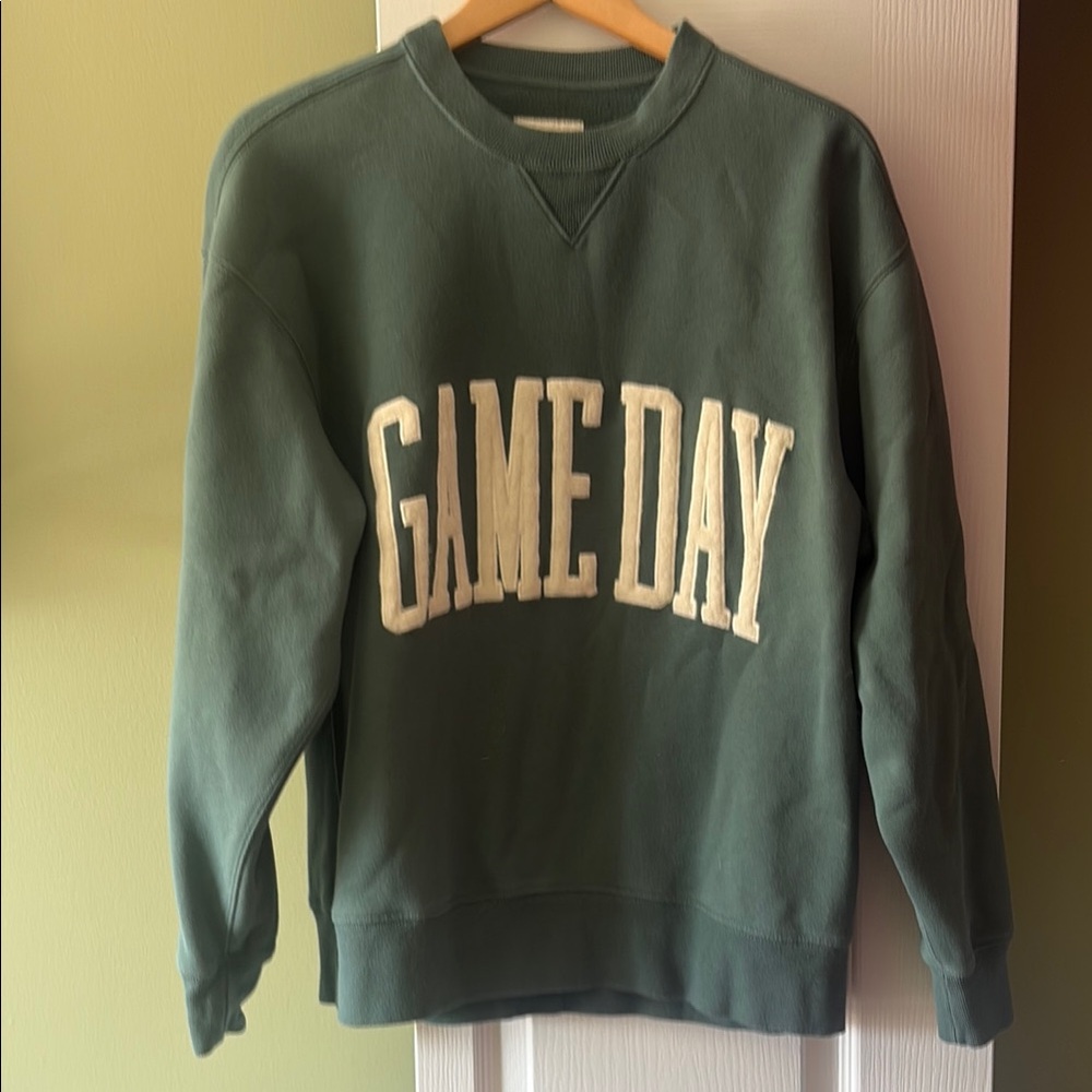 Abercrombie Game Day Green Crewneck Sweatshirt